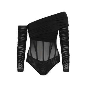 LEAU Bardot Bustier Corset Mesh Bodysuit
